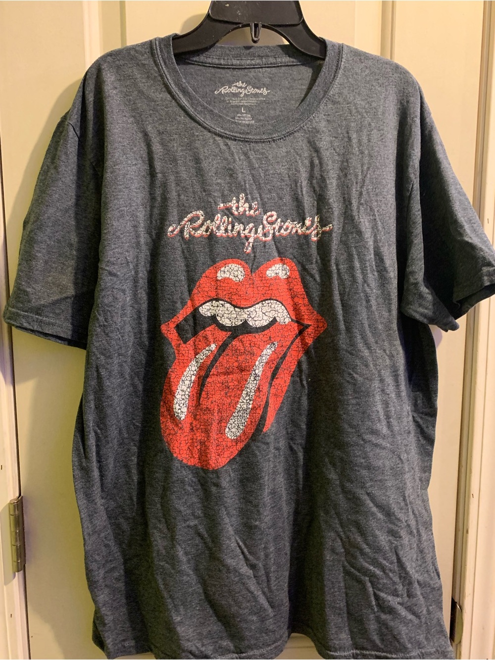 the Rolling Stones Dark Gray Tee with Red Tongue Graphic